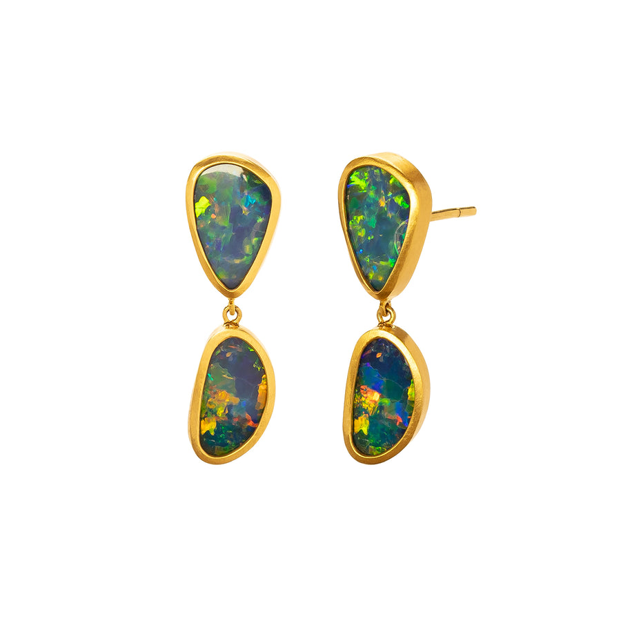 Loriann Stevenson Doublet Double Drop Opal Earrings - Earrings - Broken English Jewelry