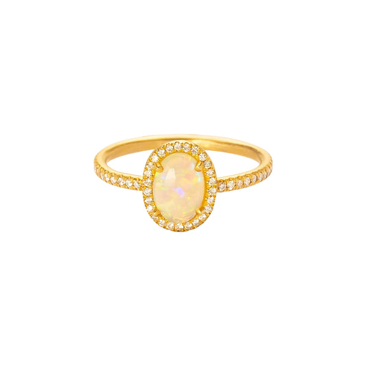 Mini Oval Australian Opal Ring - Main Img