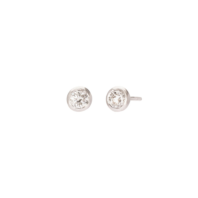 Loriann Stevenson Full Cut Diamond Studs - White Gold - Broken English Jewelry