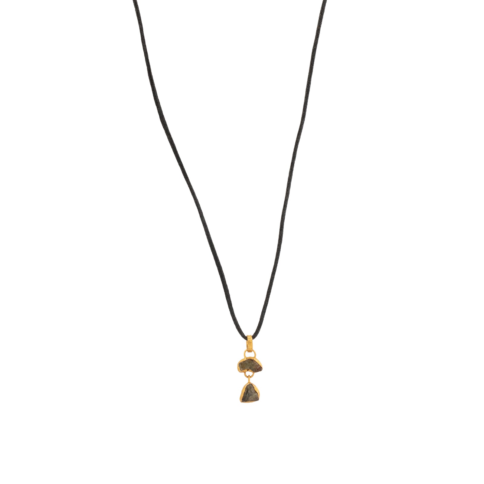 Lou Zeldis by Liz Marx Studios Raw Sapphire Double Pendant Necklace  - Necklaces - Broken English Jewelry