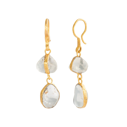 Crystal Quartz 2 Drop Earrings - Main Img