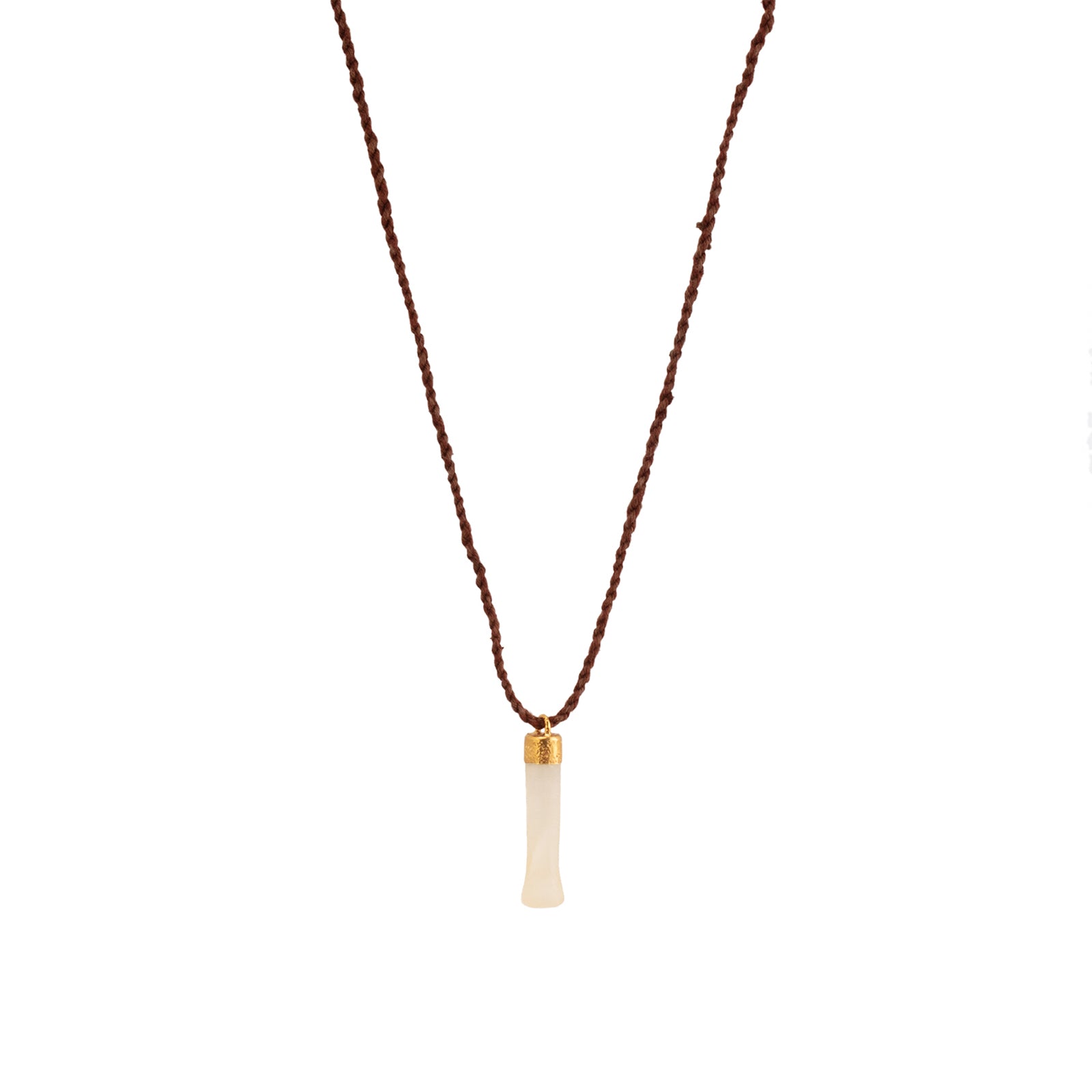 Lou Zeldis by Liz Marx Studios White Carnelian Single Drop Pendant Necklace  - Necklaces - Broken English Jewelry