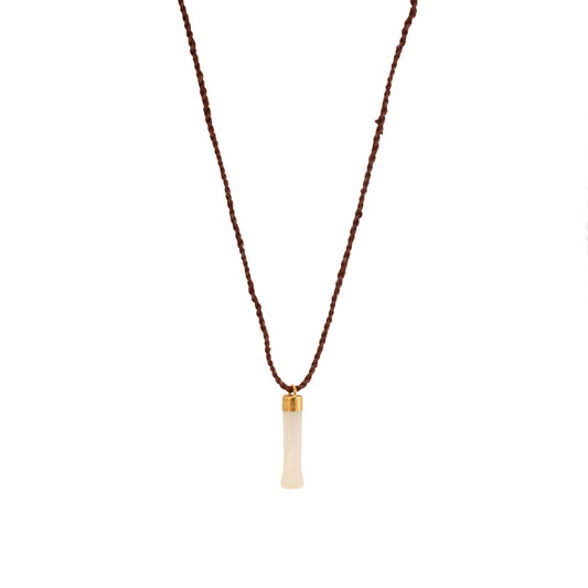 White Carnelian Single Drop Pendant Necklace - Main Img