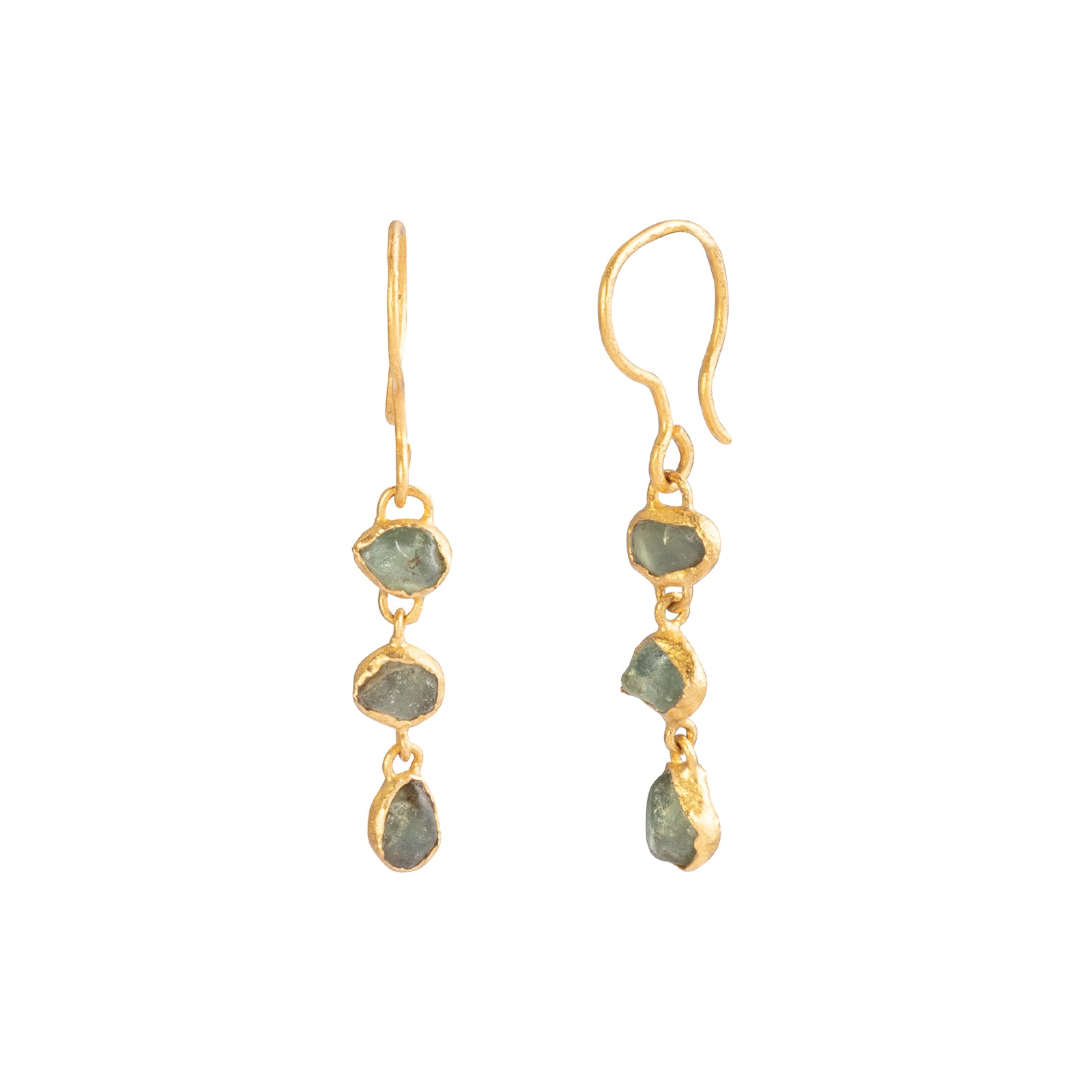 Lou Zeldis by Liz Marx Studios Raw Sapphire 3 Drop Earrings - Earrings - Broken English Jewelry