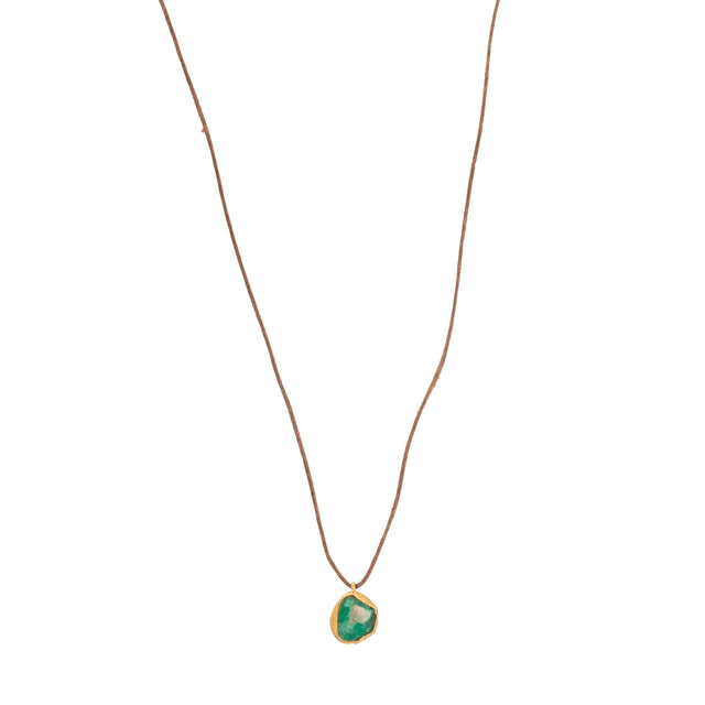 Lou Zeldis by Liz Marx Studios Raw Emerald Single Drop Pendant Necklace  - Necklaces - Broken English Jewelry