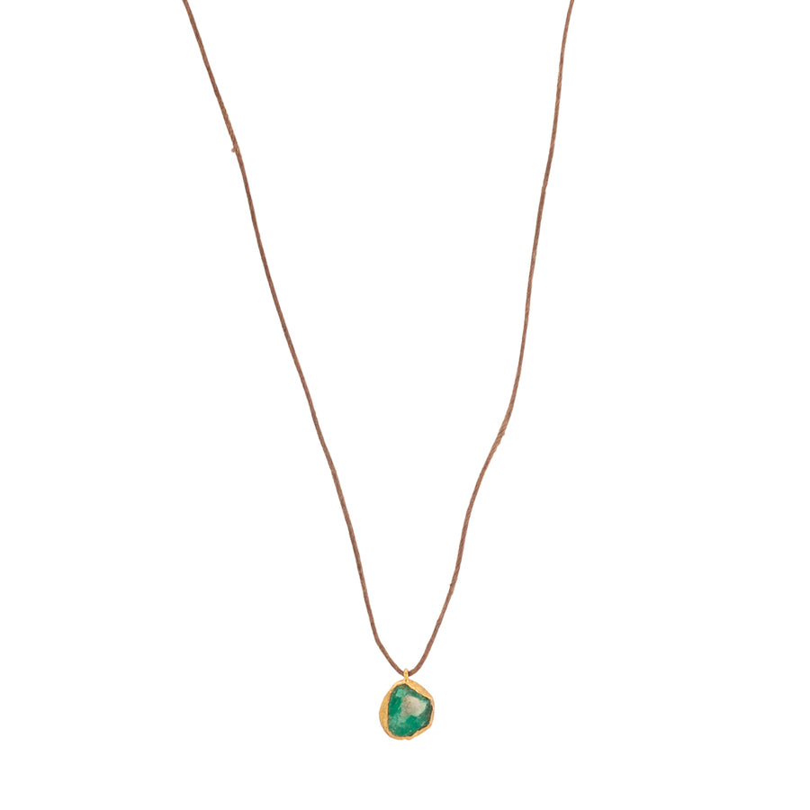 Lou Zeldis by Liz Marx Studios Raw Emerald Single Drop Pendant Necklace  - Necklaces - Broken English Jewelry
