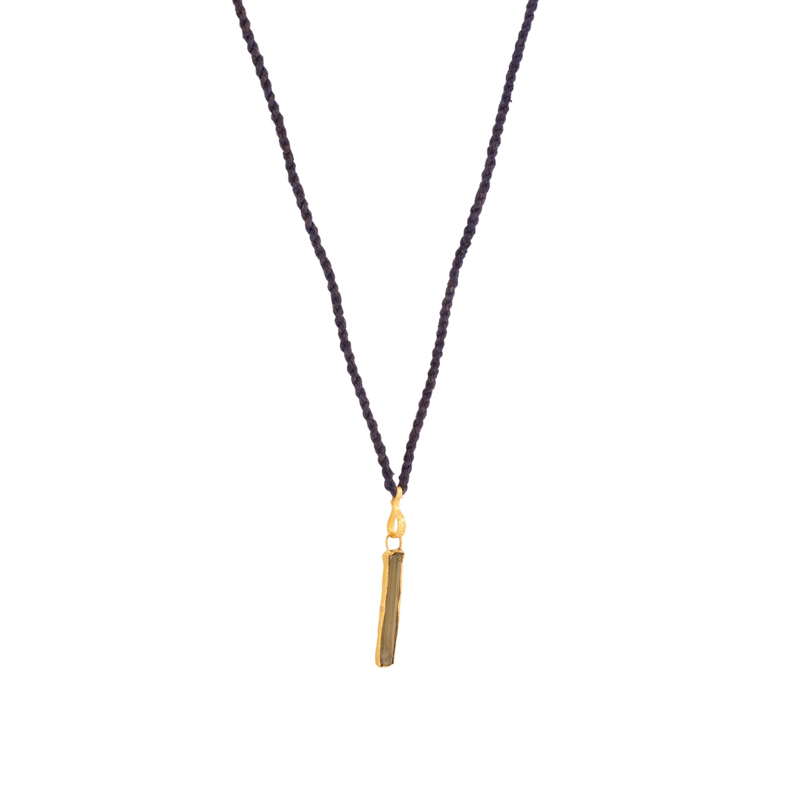 Lou Zeldis by Liz Marx Studios Tourmaline Bar Single Drop Pendant  - Necklaces - Broken English Jewelry