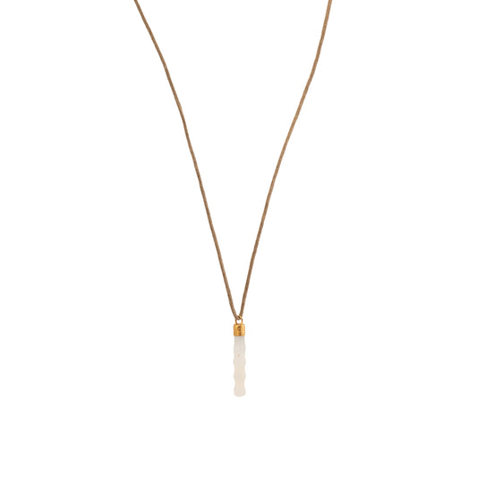 Squiggly White Carnelian Pendant Necklace - Main Img