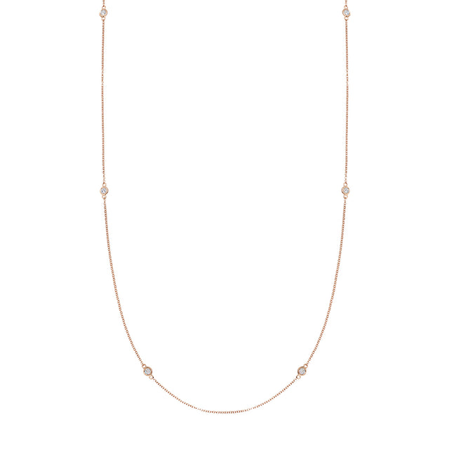 Loquet 32" Long Fine Diamond Chain Necklace - Rose Gold - Necklaces - Broken English Jewelry