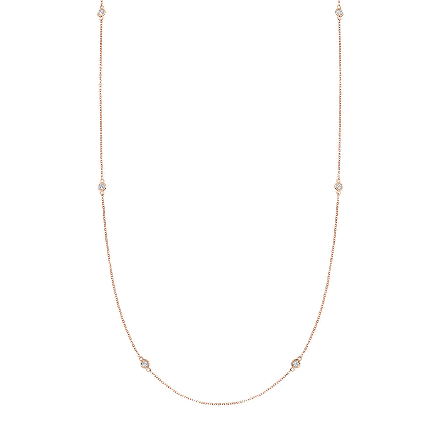 Loquet 32" Long Fine Diamond Chain Necklace - Rose Gold - Necklaces - Broken English Jewelry