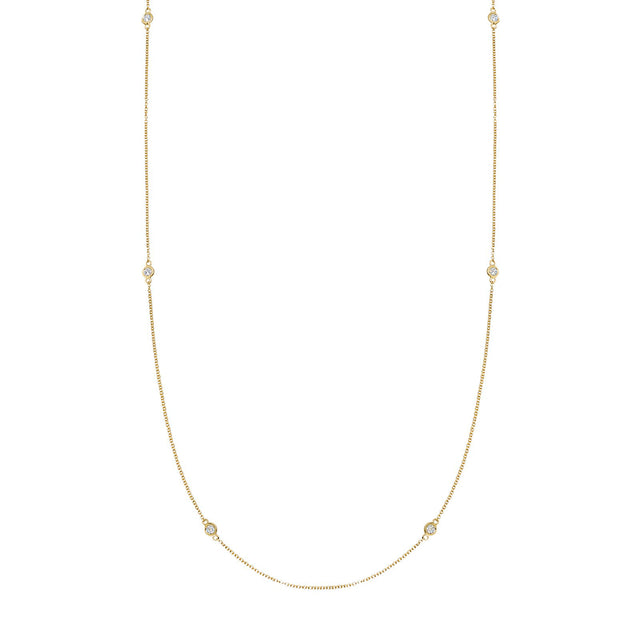 Loquet 32" Long Fine Diamond Chain Necklace - Yellow Gold - Necklaces - Broken English Jewelry