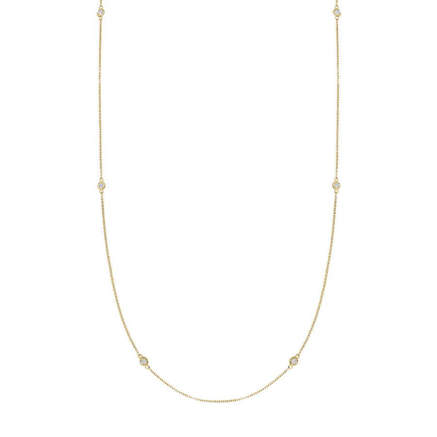 Loquet 32" Long Fine Diamond Chain Necklace - Yellow Gold - Necklaces - Broken English Jewelry