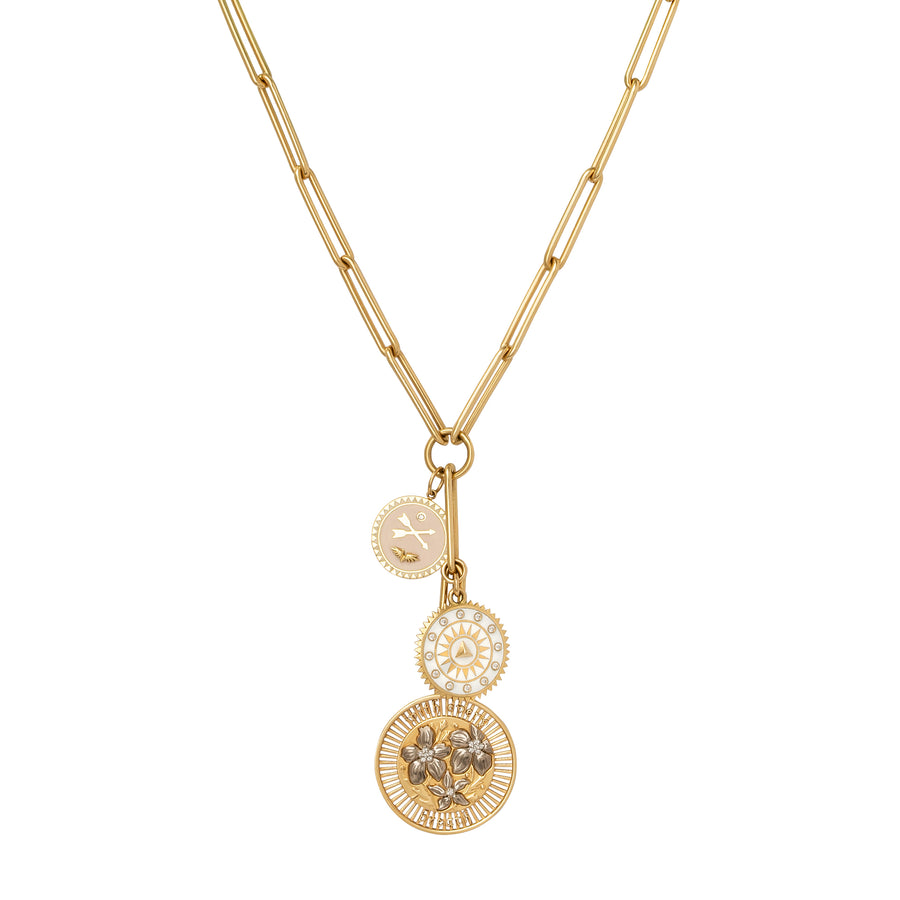 Foundrae Passion, Pyramid and Resilience Mixed Medallion Necklace - Broken English Jewelry