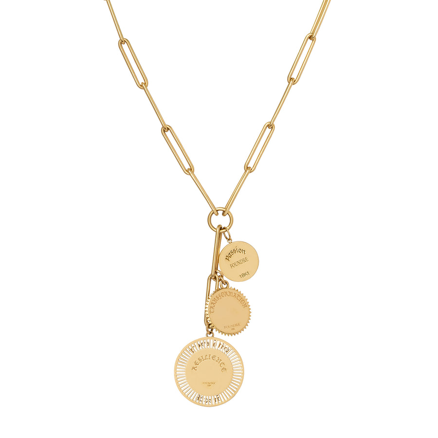 Foundrae Passion, Pyramid and Resilience Mixed Medallion Necklace - Broken English Jewelry