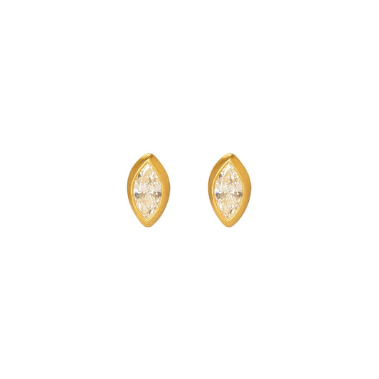 Marquis Diamond Studs - Yellow Gold - Main Img