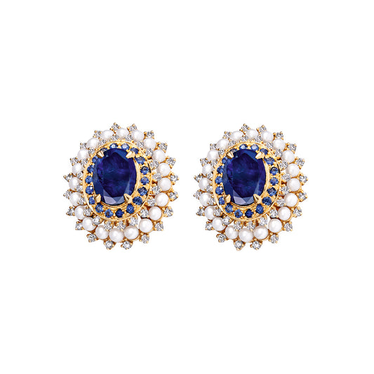 Kyoto Statement Earrings - Sapphire - Main Img