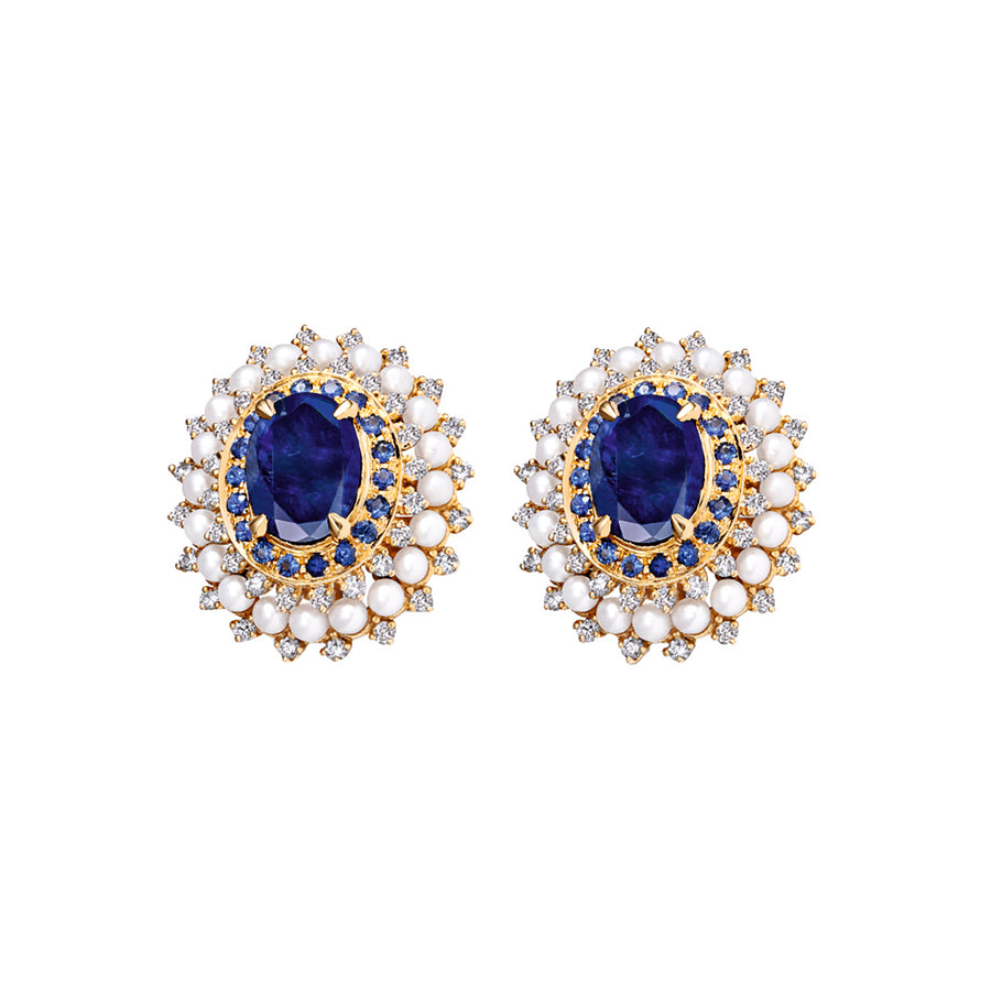 Moksh Kyoto Statement Earrings - Sapphire - Earrings - Broken English Jewelry