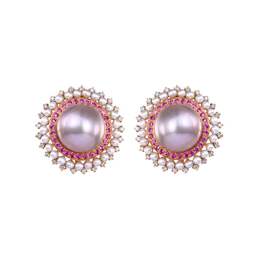 Kyoto Dome Earrings - Pink Sapphire - Main Img