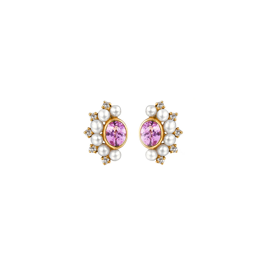 Moksh Kyoto Small Earrings - Pink Sapphire - Earrings - Broken English Jewelry