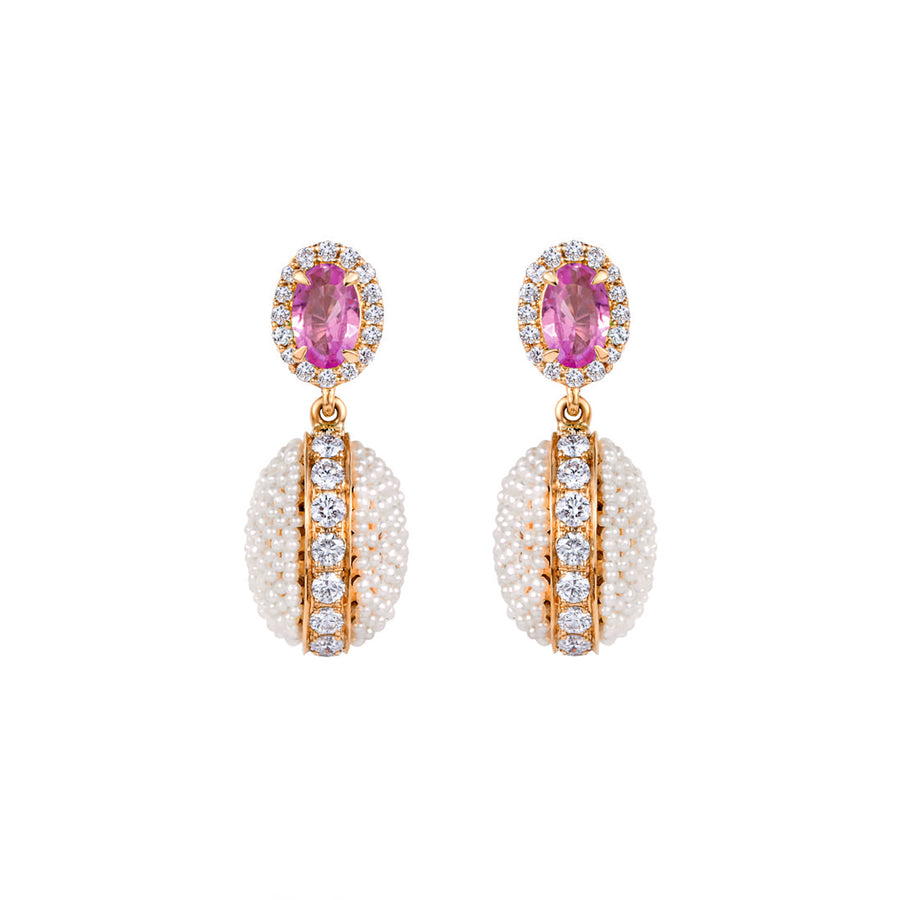 Moksh Bombay Oval Earrings - Pink Sapphire - Earrings - Broken English Jewelry