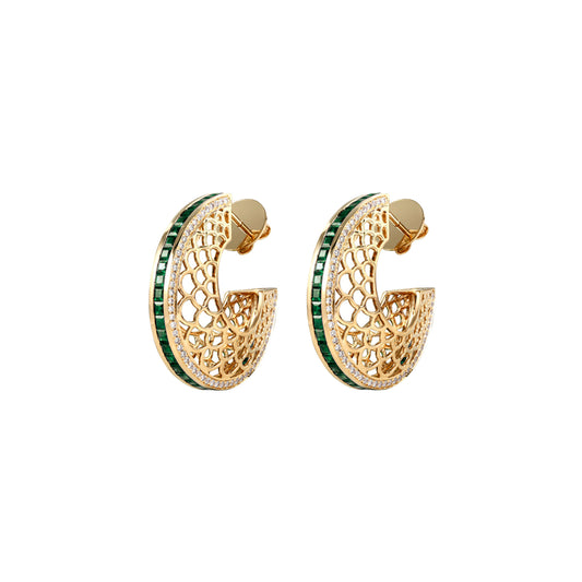 Jodhpur Earrings - Emerald - Main Img