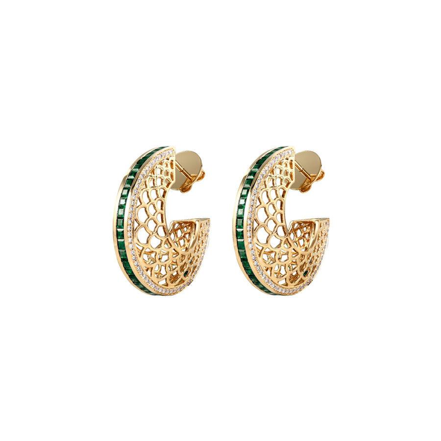 Moksh Jodhpur Earrings - Emerald - Earrings - Broken English Jewelry