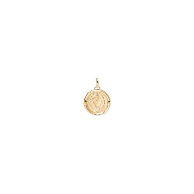 Foundrae Large 'Beloved, With Wings We Fly' Specialty Diamond Medallion w/ Oval Pushgate - Charms & Pendants - Broken English Jewelry