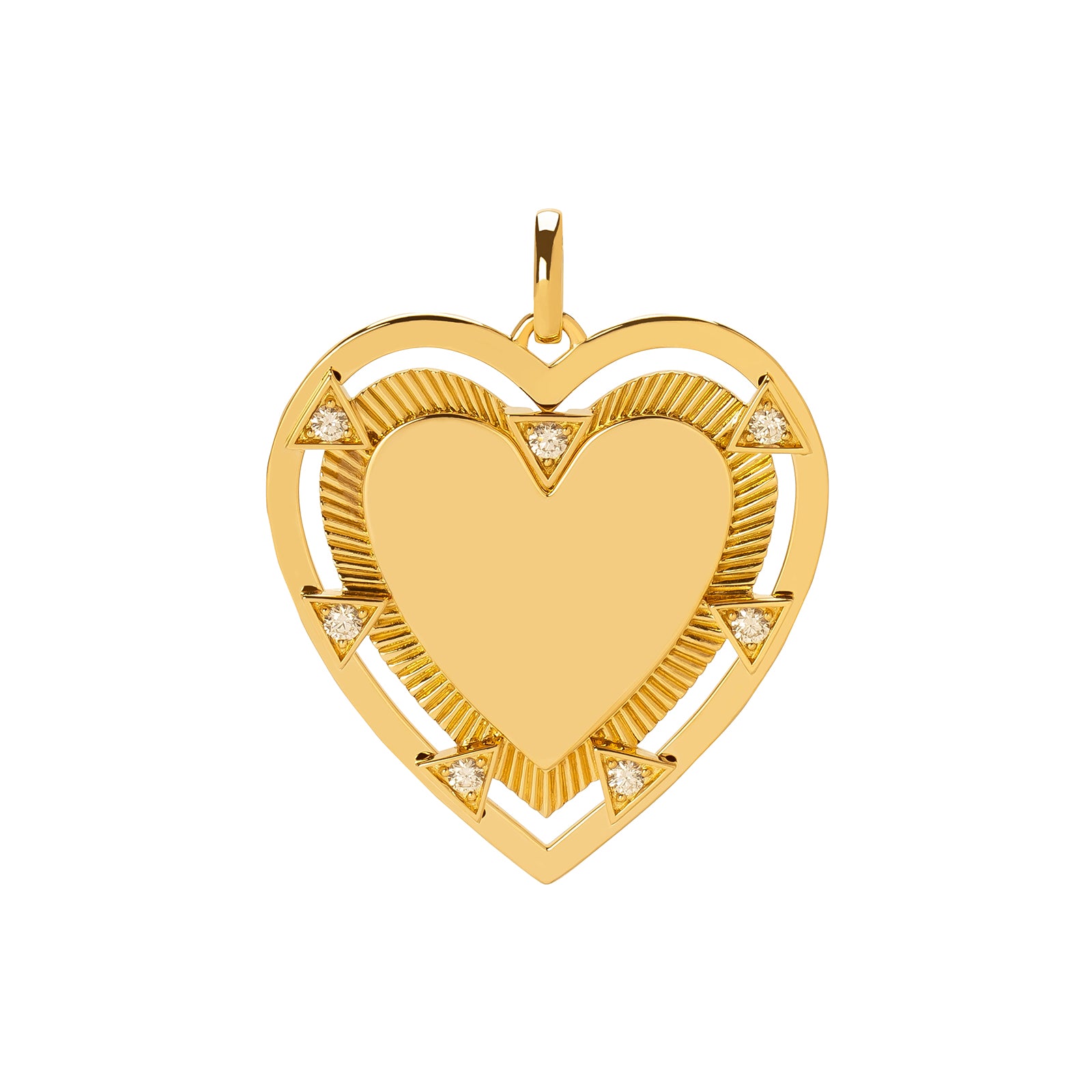 Foundrae Oversized Engravable Heart Medallion - Pave Diamond - Charms & Pendants - Broken English Jewelry
