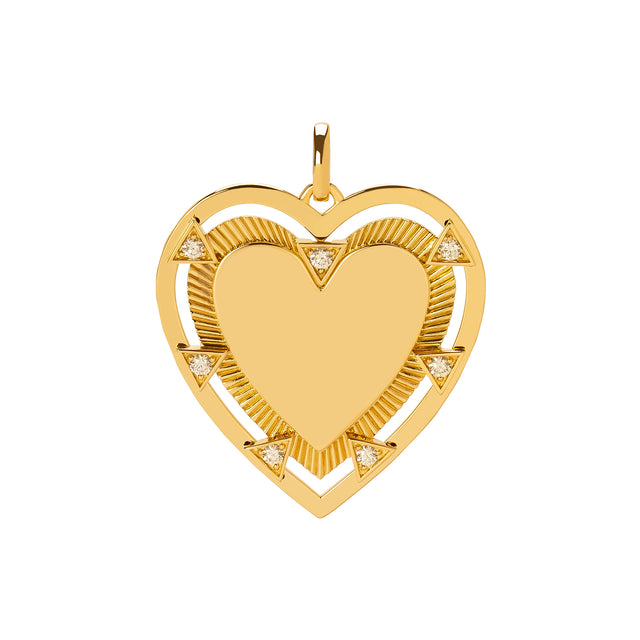 Foundrae Oversized Engravable Heart Medallion - Pave Diamond - Charms & Pendants - Broken English Jewelry