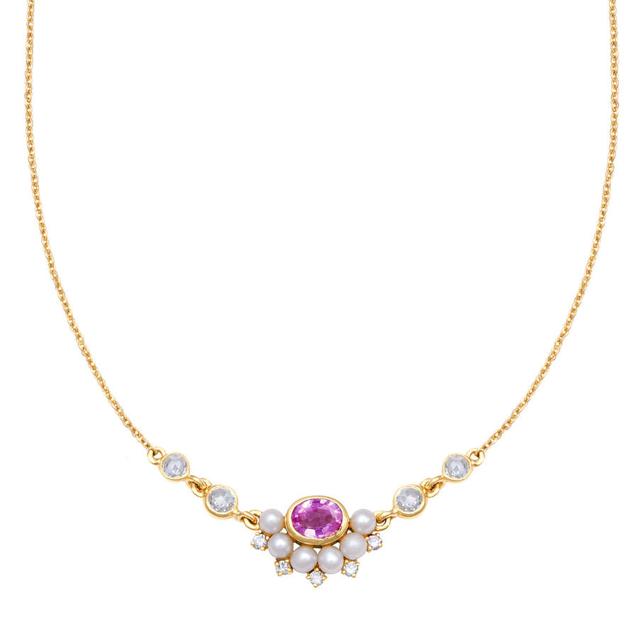 Moksh Kyoto Small Necklace - Pink Sapphire - Necklaces - Broken English Jewelry