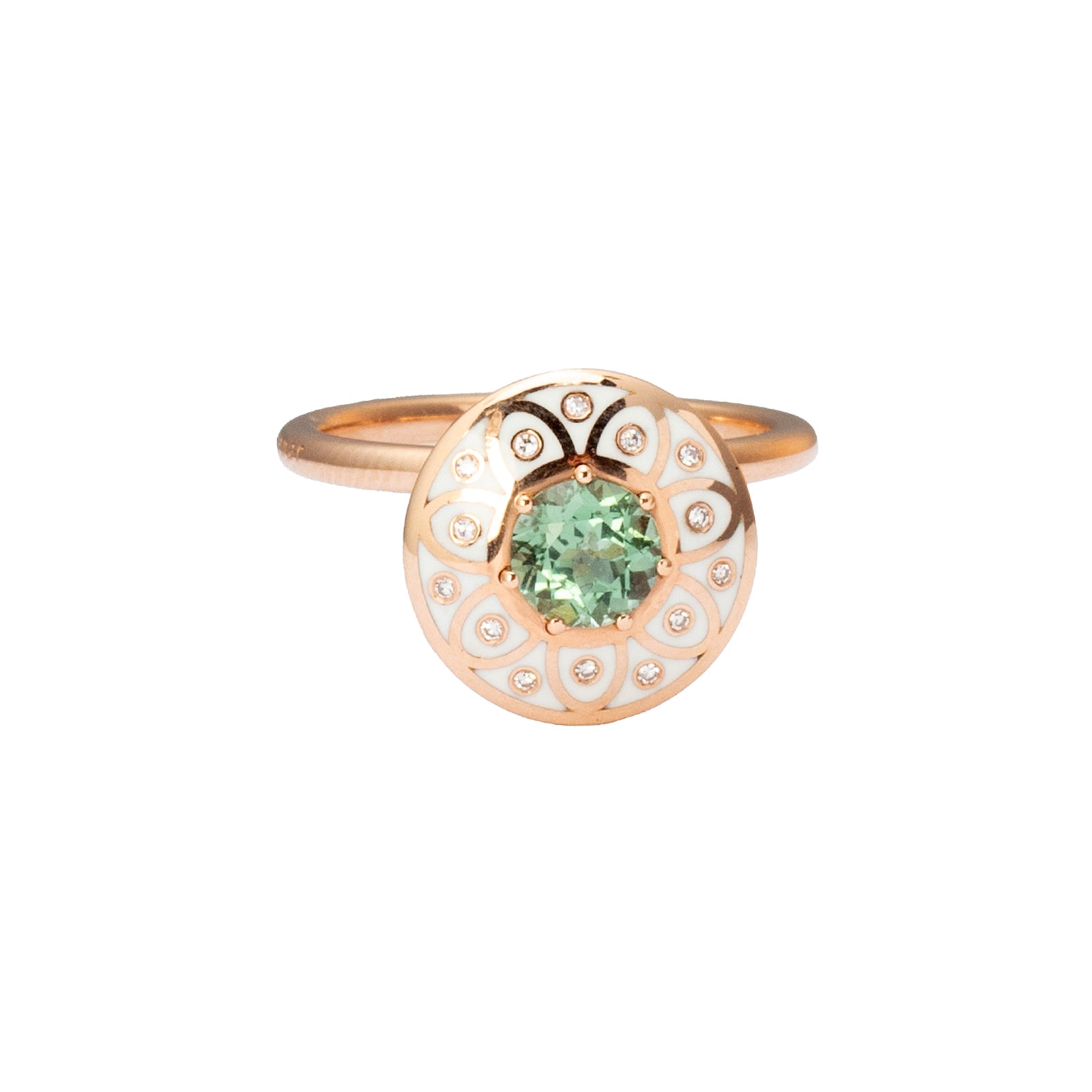 Selim Mouzannar Tourmaline and Diamond Ring - Ivory Enamel - Rings - Broken English Jewelry