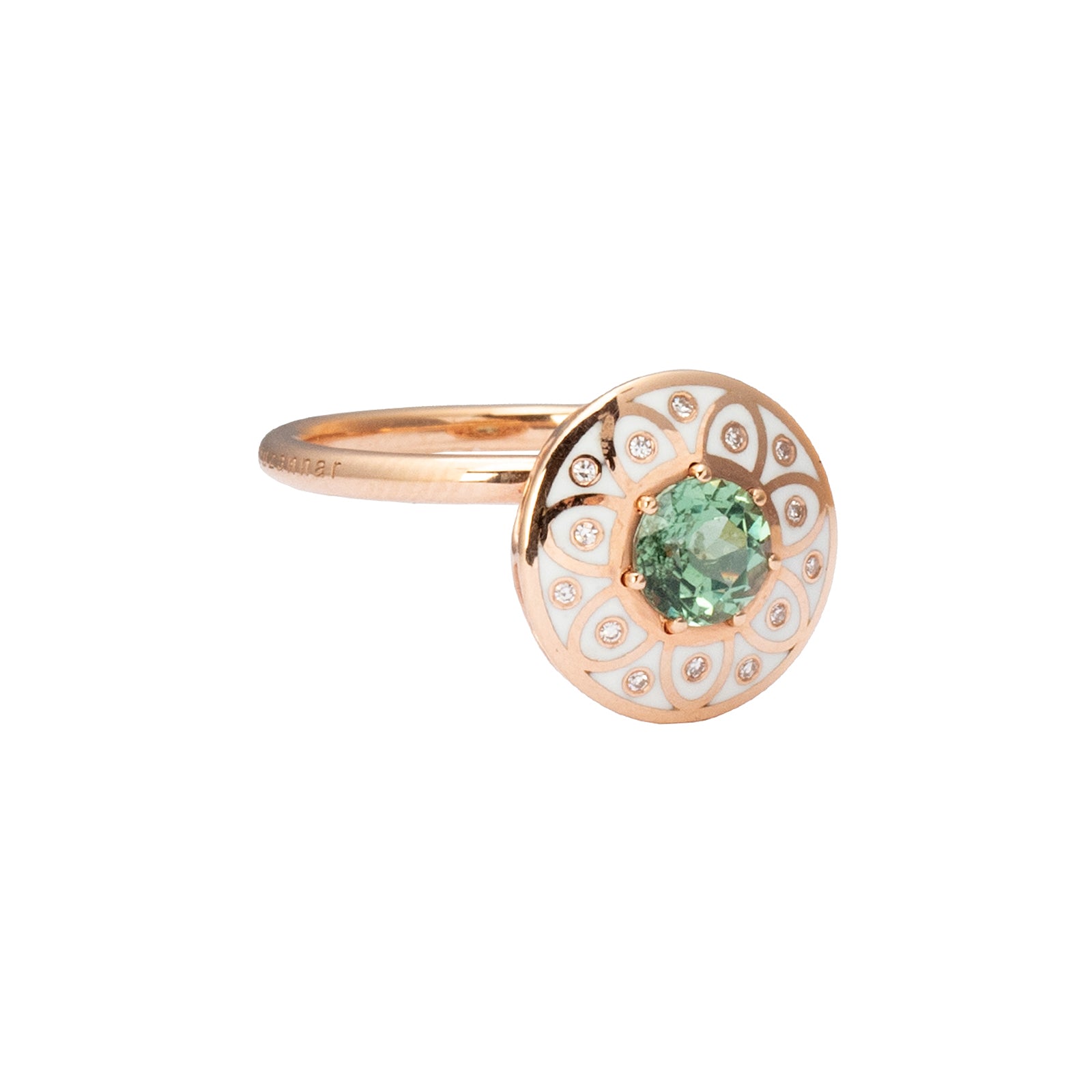 Selim Mouzannar Tourmaline and Diamond Ring - Ivory Enamel - Rings - Broken English Jewelry