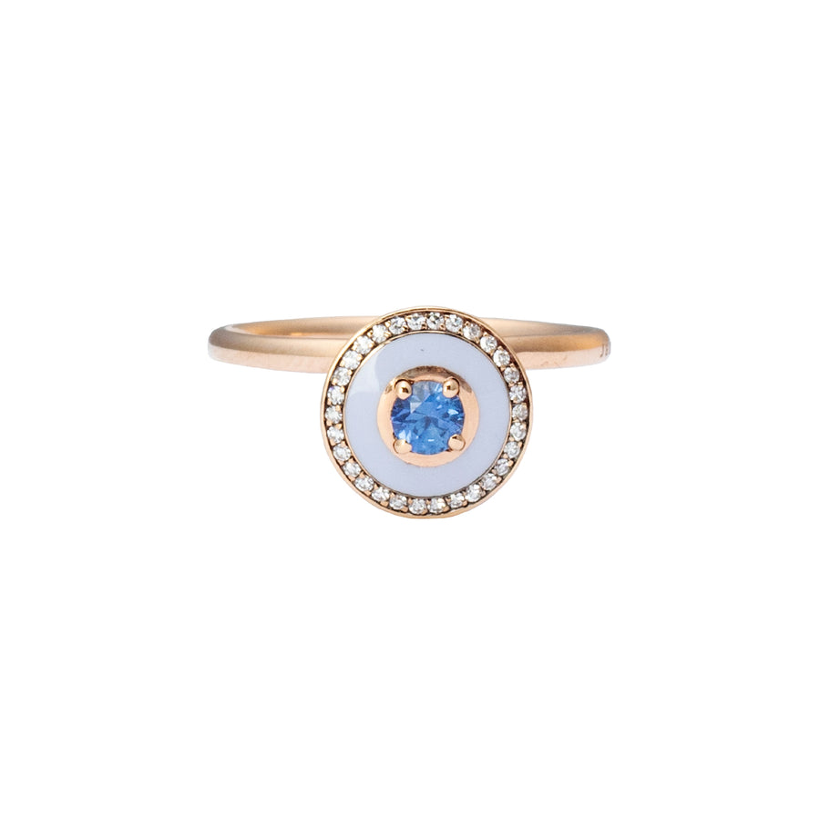Selim Mouzannar Blue Sapphire and Diamond Ring - Lilac Enamel - Rings - Broken English Jewelry