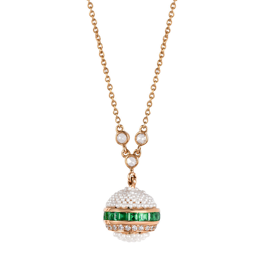 Moksh Bombay Round Necklace - Square Emerald - Necklaces - Broken English Jewelry
