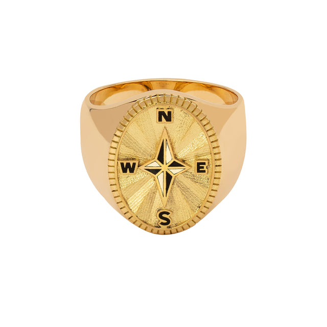 Foundrae Big Daddy Signet Ring - Internal Compass - Broken English Jewelry
