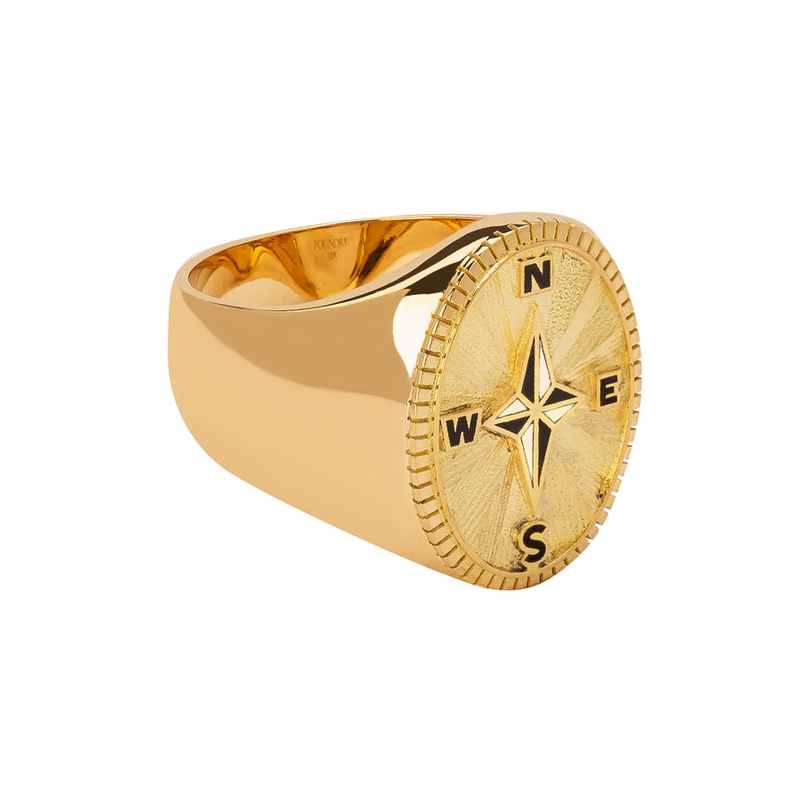 Foundrae Big Daddy Signet Ring - Internal Compass - Broken English Jewelry