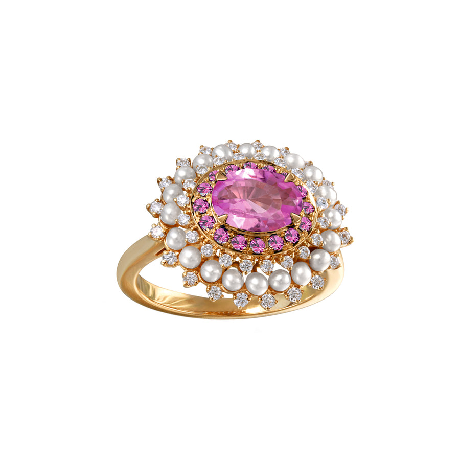 Moksh Pink Sapphire and Pearl Kyoto Ring - Rings - Broken English Jewelry