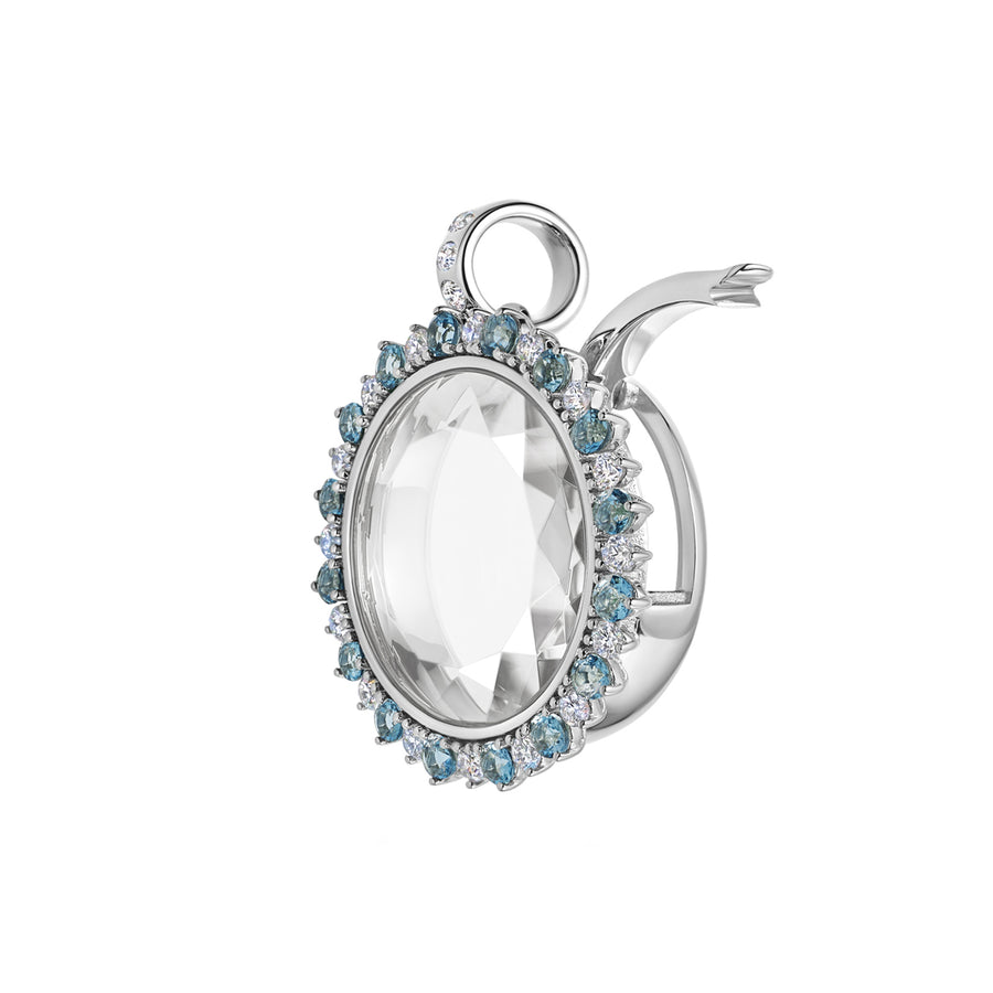 Loquet Miasol Aquamarine Locket - White Gold - Charms & Pendants - Broken English Jewelry