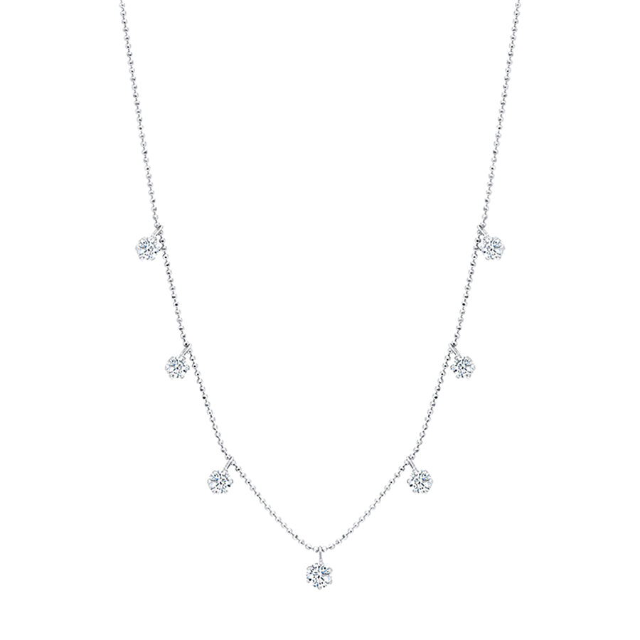 Graziela Floating Diamond Necklace - White Gold - Necklaces - Broken English Jewelry