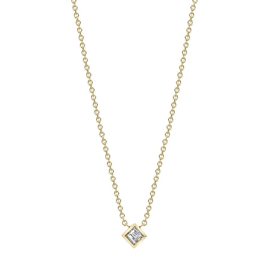 Lizzie Mandler Solitaire Carre Diamond Bezel Necklace - Necklaces - Broken English Jewelry