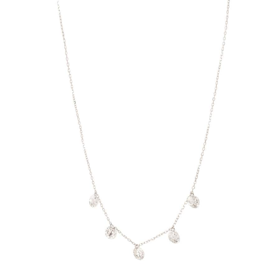 Persée Paris Danaé Five Diamond Hang Up Necklace - White Gold - Necklaces - Broken English Jewelry