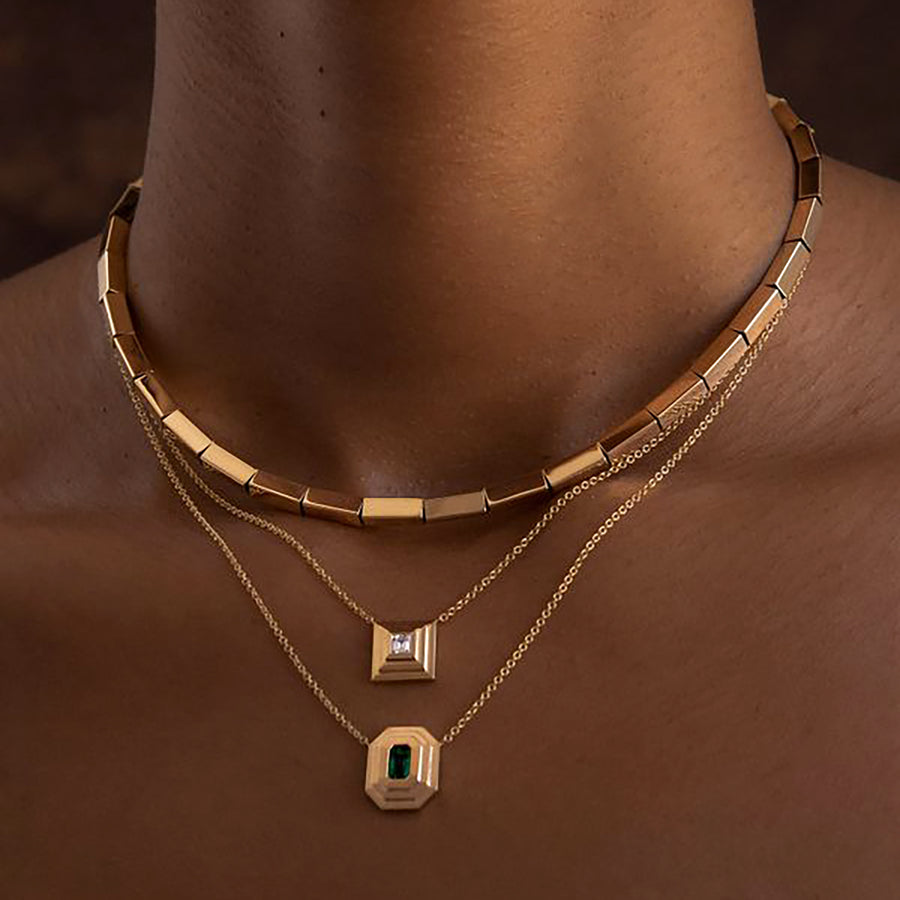 Āzlee Gold Bar Necklace - Large - Necklaces - Broken English Jewelry