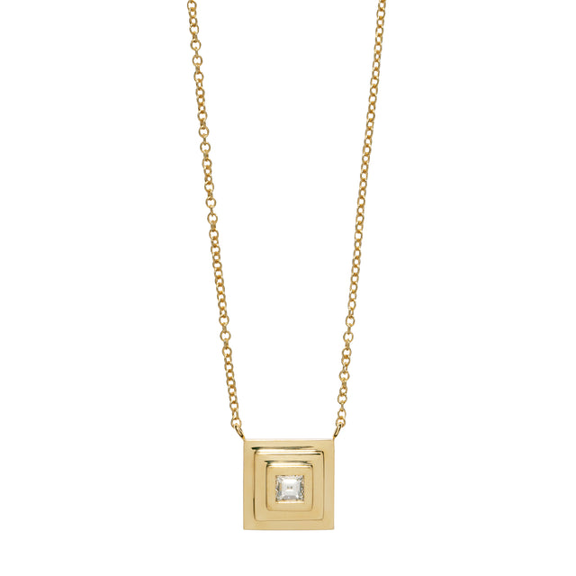 Āzlee Staircase Charm Necklace - Carre Diamond - Necklaces - Broken English Jewelry