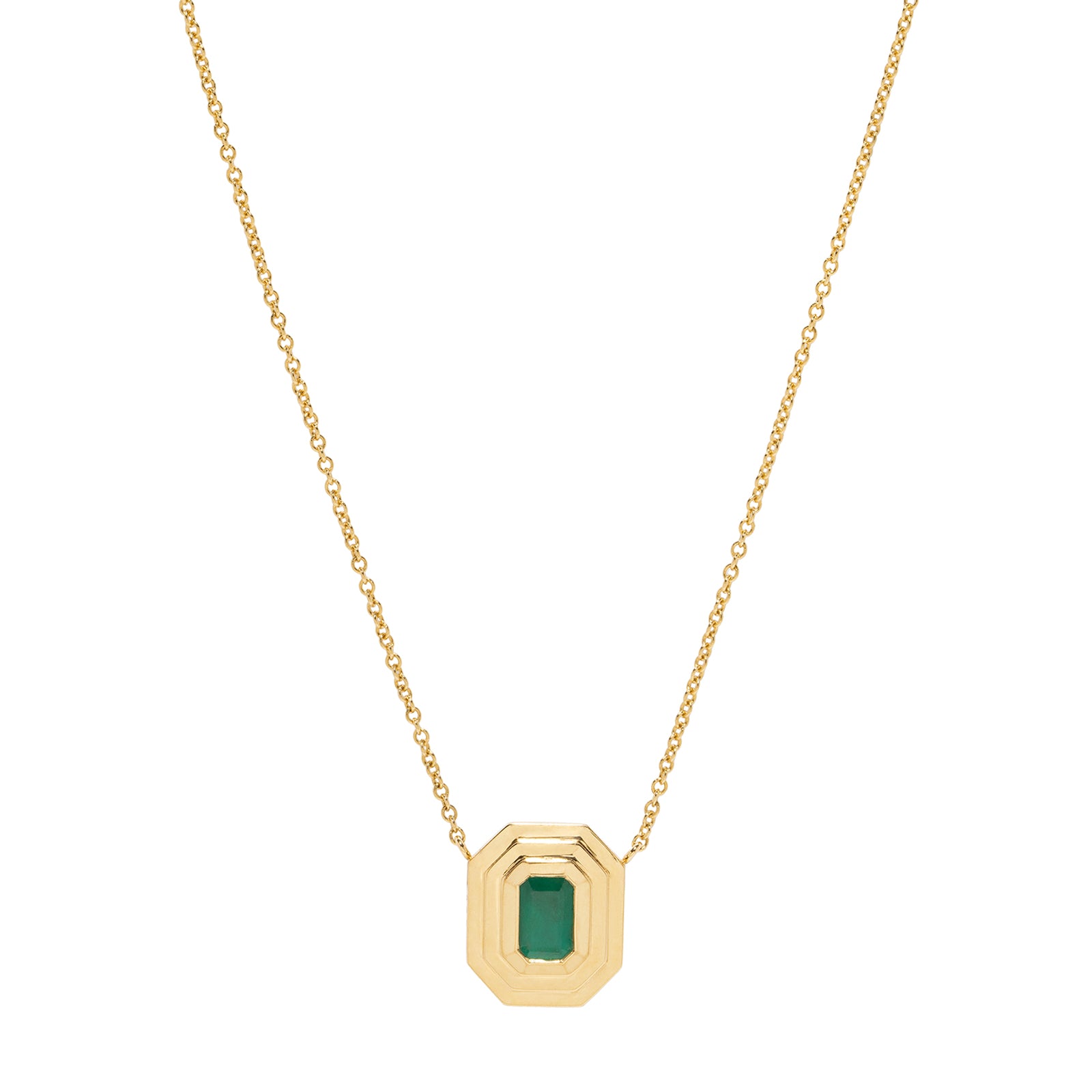 Āzlee Staircase Charm Necklace - Emerald - Necklaces - Broken English Jewelry