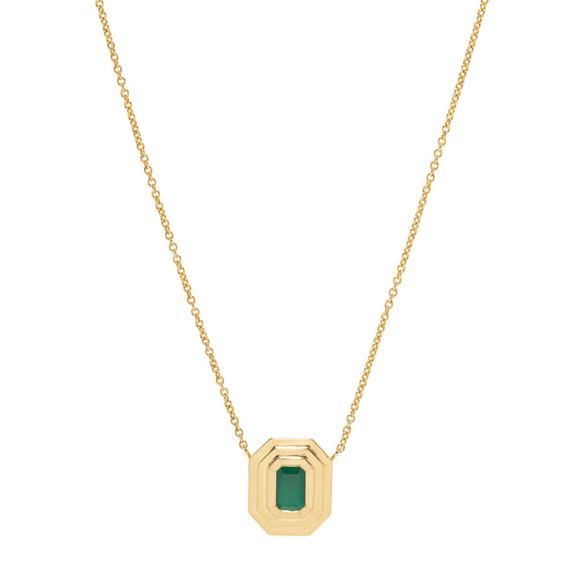 Āzlee Staircase Charm Necklace - Emerald - Necklaces - Broken English Jewelry