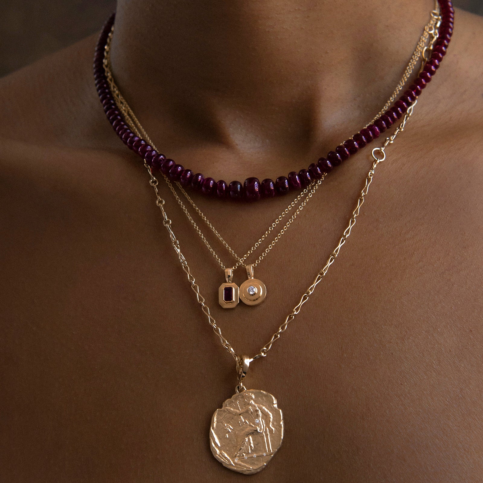 Āzlee Bead Necklace - Ruby - Necklaces - Broken English Jewelry