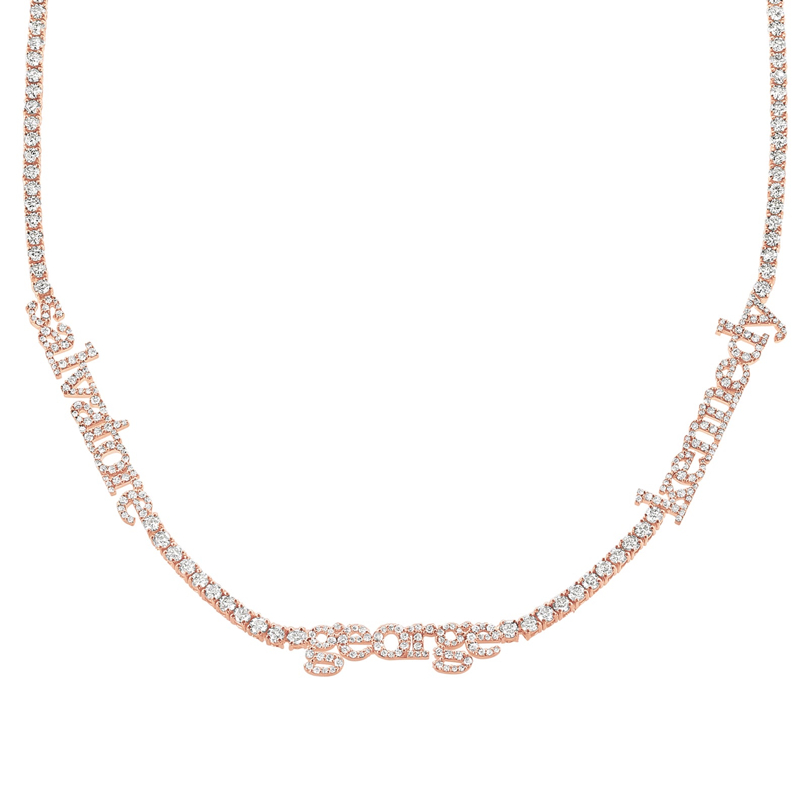 Carbon & Hyde Custom Name Tennis Necklace - Rose Gold - Necklaces - Broken English Jewelry
