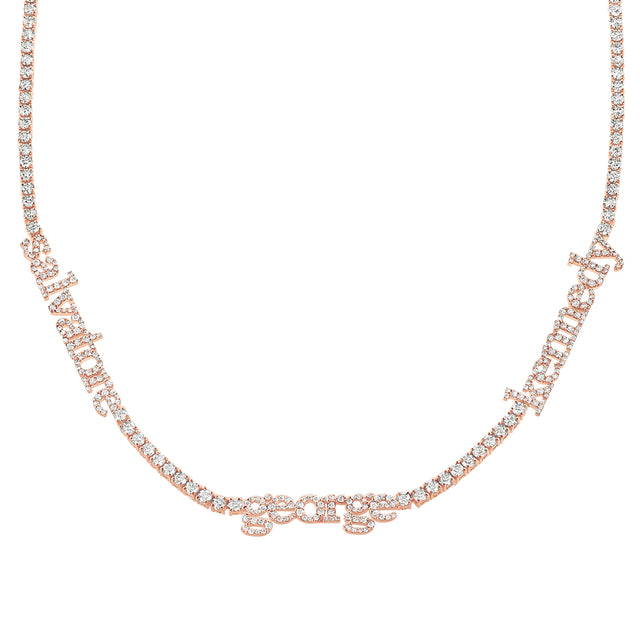 Carbon & Hyde Custom Name Tennis Necklace - Rose Gold - Necklaces - Broken English Jewelry