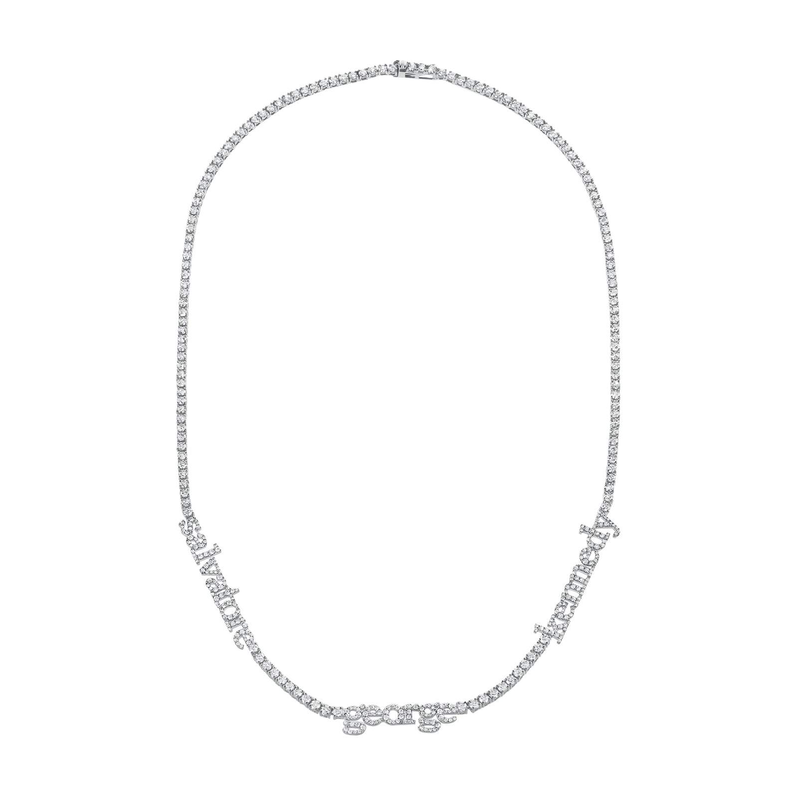 Carbon & Hyde Custom Name Tennis Necklace - White Gold - Necklaces - Broken English Jewelry