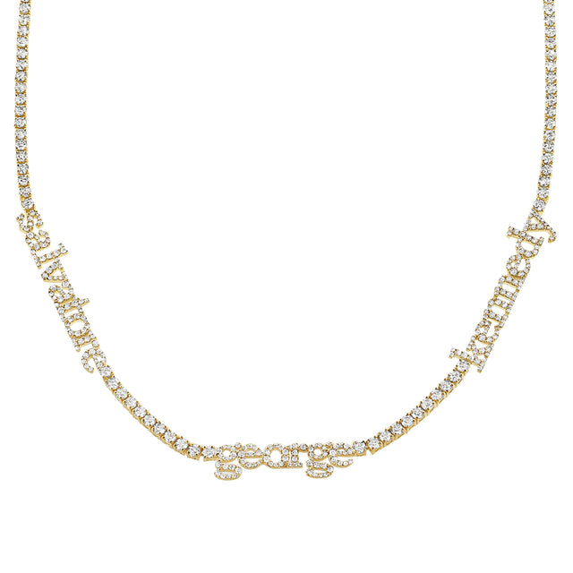 Carbon & Hyde Custom Name Tennis Necklace - Yellow Gold - Necklaces - Broken English Jewelry